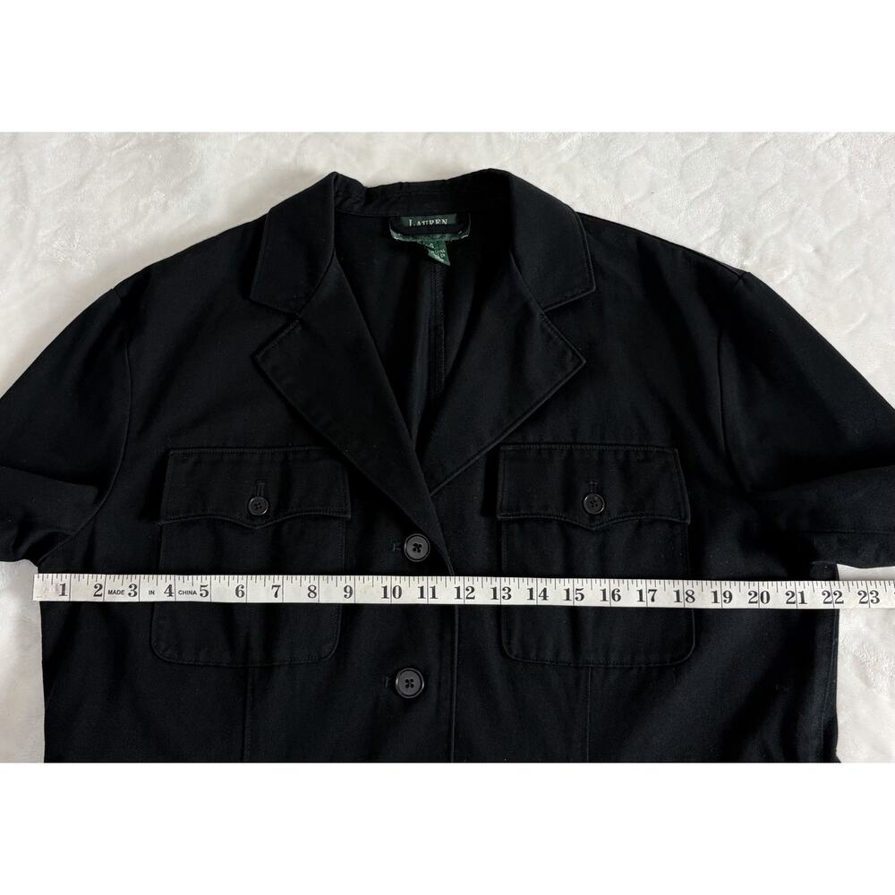 VTG LAUREN RALPH LAUREN Size 6 Military Safari Utility Jacket Cargo Coat Black - Picture 9 of 10